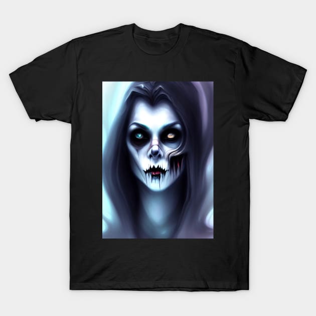 YELLOW AND BLUE EYED HALLOWEEN VAMPIRESS T-Shirt by sailorsam1805